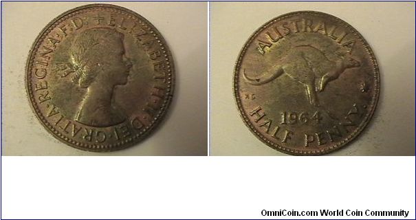 ELIZABETH II DEI GRATIA REGINA FD
AUSTRALIA HALF PENNY
bronze