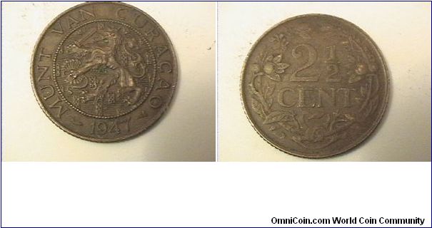 MUNT VAN CURACAO
2 1/2 CENTS
bronze