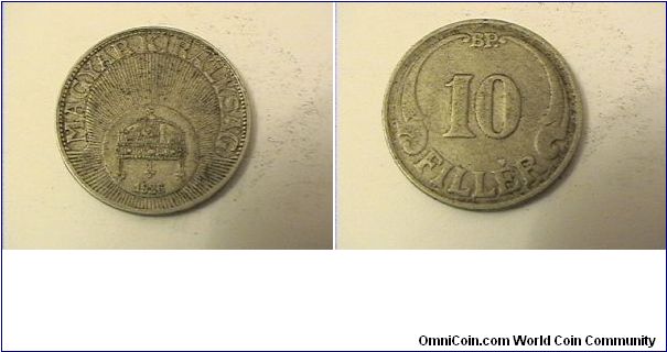 MAGYAR KIRALYSAG
10 FILLER
1926-BP
copper-nickel