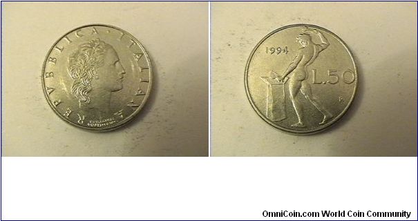 REPVBBLICA ITALIANA
50 LIRE
1994-R
stainless steel