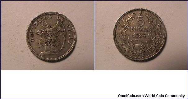 REPUBLICA DE CHILE
5 CENTAVOS
copper-nickel