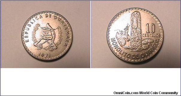 REPUBLICA DE GUATEMALA
10 CENTAVOS MONOLITO DE QUIRIGUA
copper-nickel