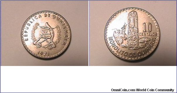 REPUBLICA DE GUATEMALA
10 CENTAVOS MONOLITO DE QUIRIGUA
copper-nickel