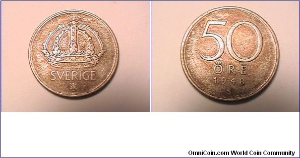SVERIGE 50 ORE 1948-TS
0.400 silver