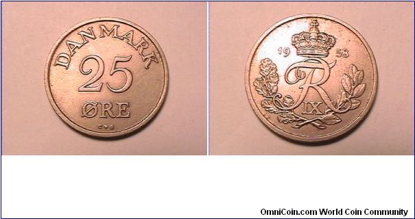 DANMARK
25 ORE
1958-CS
copper-nickel