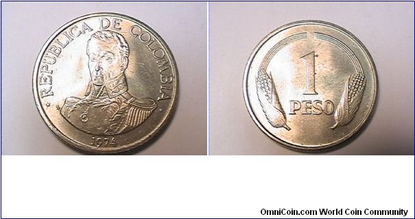 REPUBLICA DE COLOMBIA
1 PESO
copper-nickel