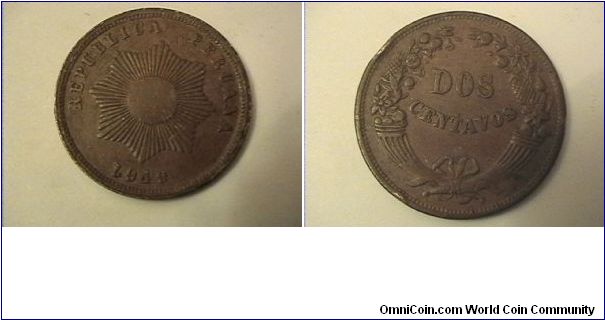 REPUBLICA PERUANA
DOS CENTAVOS
bronze
