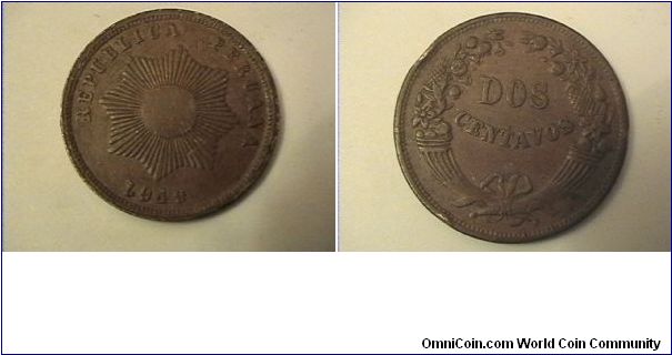 REPUBLICA PERUANA
DOS CENTAVOS
bronze