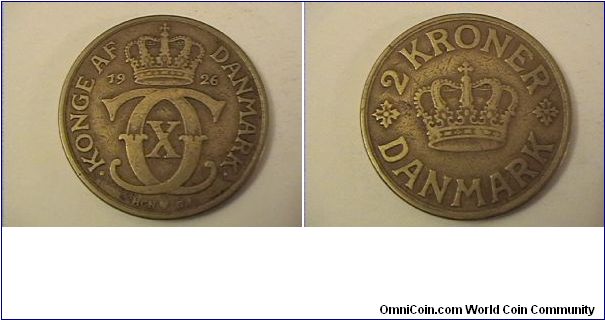 KONGE AF DANMARK
2 KRONER DANMARK
1926 HCN GJ
alum-bronze