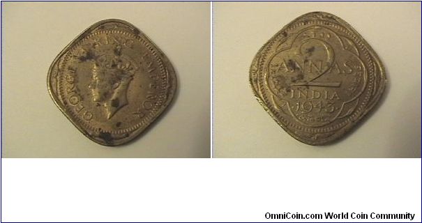 GEORGE VI KING EMPEROR
2 ANNAS
nickel-brass