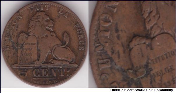 5 Centimes 1848 - Lamination