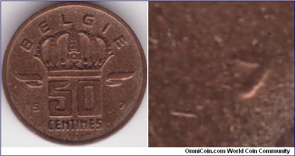 50 Centimes 1957 - Dutch Legends - Clogged Die - 5 completely filled