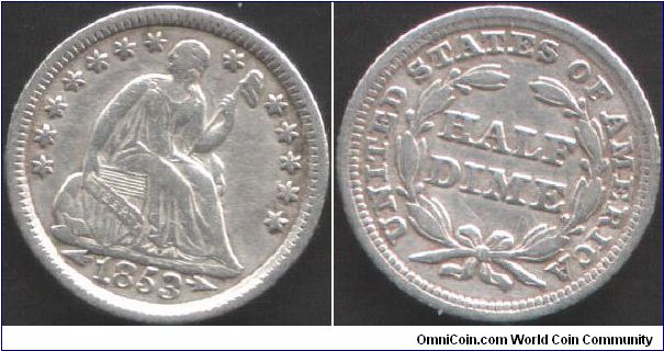 1853 half dime