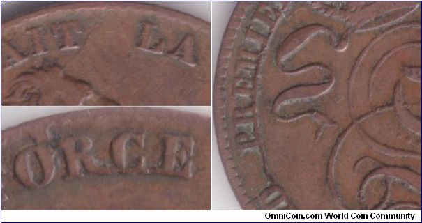 5 Centimes 1856 - Die Breaks - Details