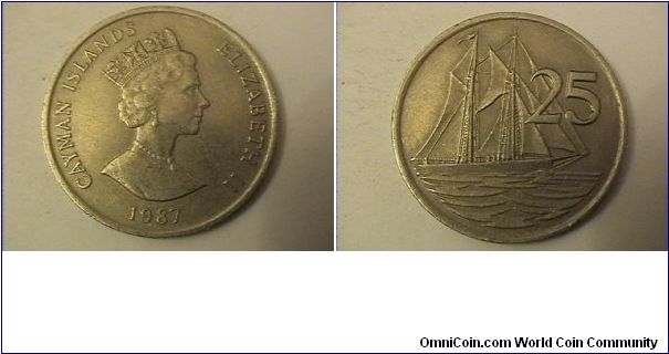 ELIZABETH II CAYMAN ISLANDS
25 CENTS
copper-nickel