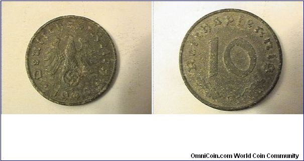 Third Reich
DEUTSCHES REICH
10 REICHPFENNIG
1940-G
zinc