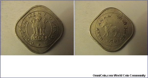 GOVERNMENT OF INDIA
HALF ANNA
copper-nickel