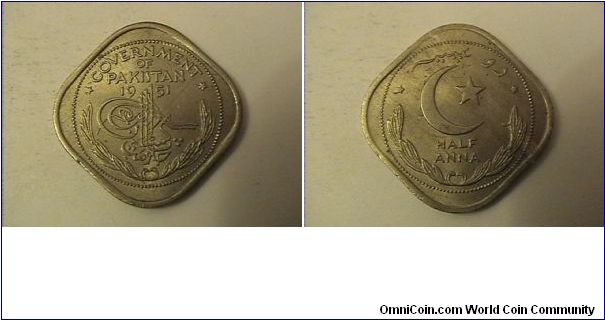 GOVERNMENT OF PAKISTAN
HALF ANNA
copper-nickel
