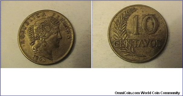 REPUBLICA PERUANA
10 CENTAVOS
brass