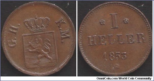 Hesse Darmstadt- copper 1 Heller