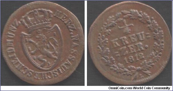 Nassau - 1812 1/4 kreuzer.