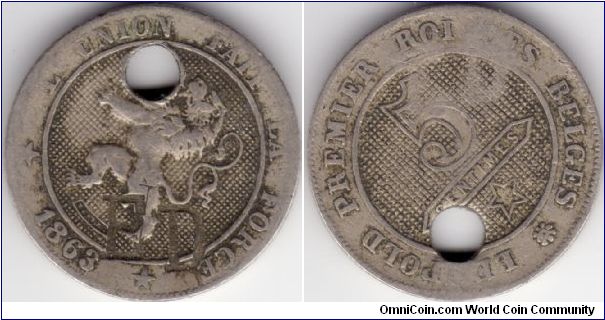 5 Centimes 1863 - Countermarked ED
