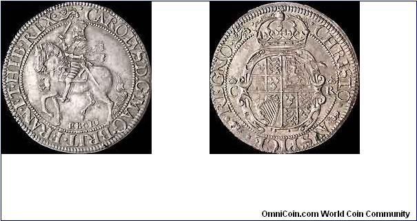 Charles I 1643-44. YORK, Tall horse mane in front of chest, EBOR below, shield on reverse is oval, garnashed with CR on siedes of
shield. mm. LION. Floral spray in reverse ledgend. S.2868

MORE COINS @
www.petitioncrown.com

e-mail: info@petitioncrown.com