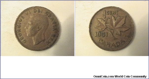 GEORGIVS VI DEI GRATIA REX
1 CENT CANADA
bronze