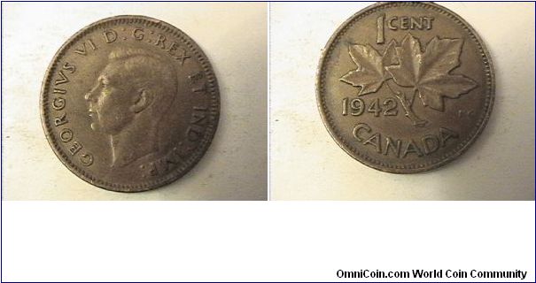 GEORGIVS VI DG REX ET IND IMP 
1 CENT CANADA
bronze