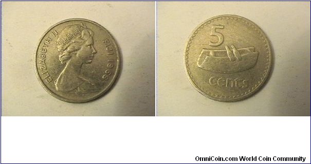 ELIZABETH II FIJI
5 CENTS
copper-nickel