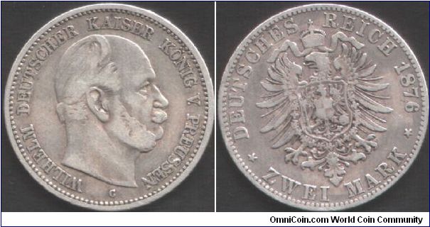Prussia - 2 marks 1876C