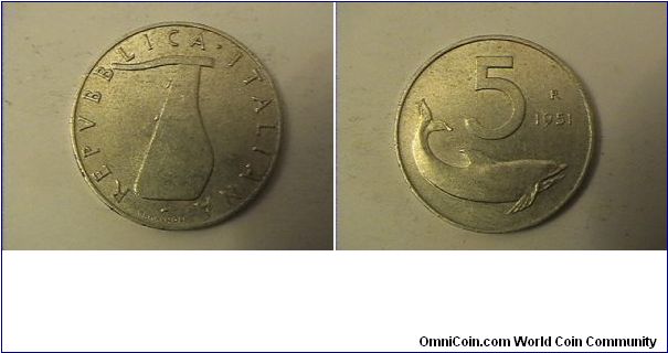 REPVBBLICA ITALIANA 5 LIRE
1951-R
alum