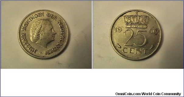 JULIANA KONINGIN DER NEDERLANDEN
25 CENTS
nickel