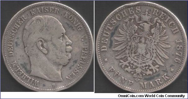 Prussia - 1876B 5 marks