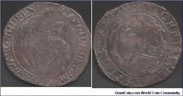 Charles I Halfcrown, Tower mint (1641-3). Dark toned and actually quite high grade for this crude strike.