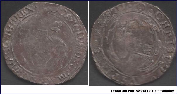 Charles I Halfcrown, Tower mint (1641-3). Dark toned and actually quite high grade for this crude strike.