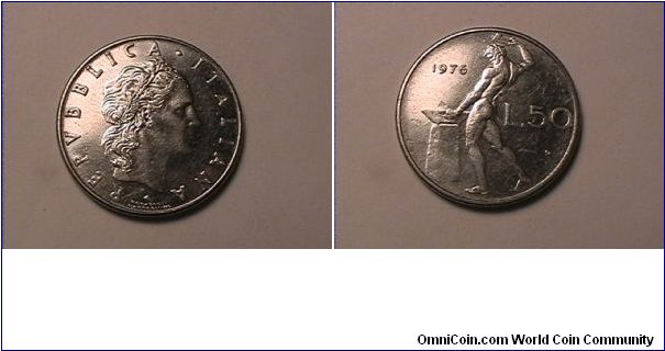 REPVBBLICA ITALIANA
50 LIRE 1976-R
stainless steel