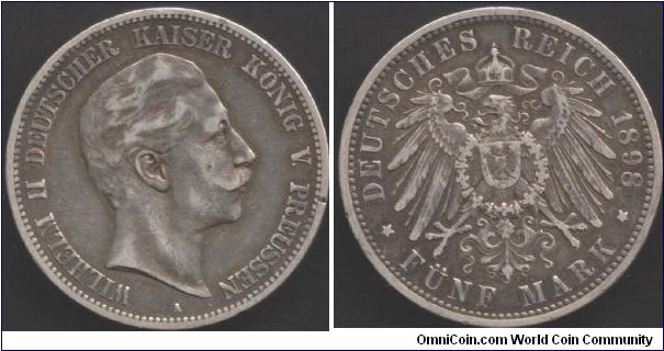 Prussia - 1898 5 marks