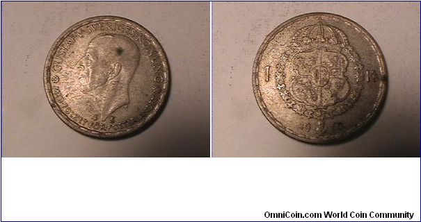 GUSTAFV SVERIGES KONUNG 1 KRONA
0.4000 silver