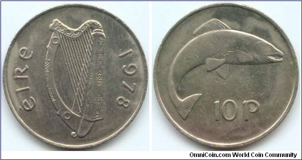 Ireland, 10 pence 1978.
Salmon.