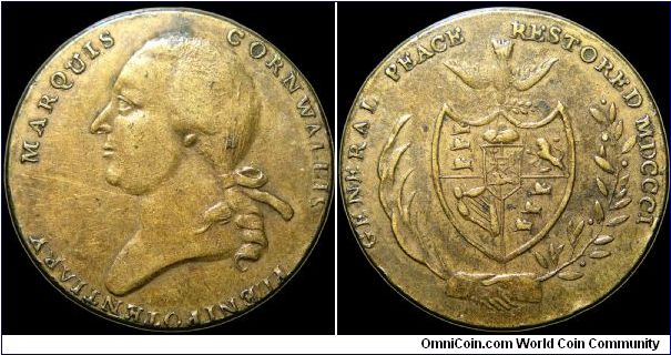 Preliminaries for the Peace of Amiens, Great  Britain.

A RR medal featuring the Marquis of Cornwallis.                                                                                                                                                                                                                                                                                                                                                                                                           