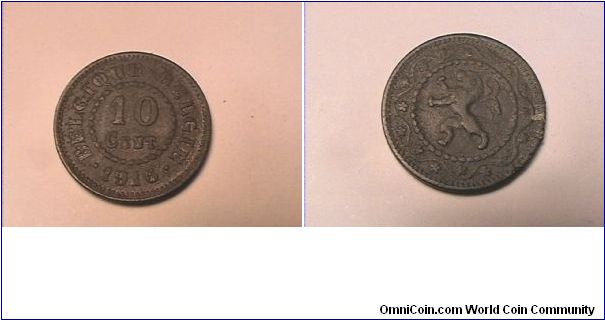 BELGIQUE BELGIE
10 CENTS
DOTS BEFORE AND AFTER DATE.
zinc