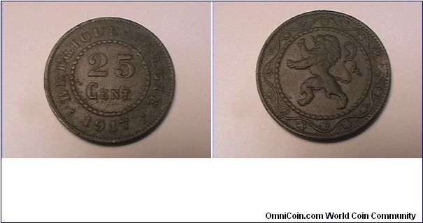 BELGIQUE BELGIE
25 CENTS
under German occupation WWI
zinc