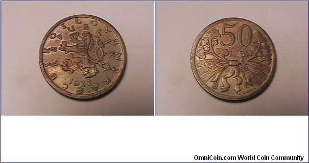 CESKOSLOVENSKA REPUBLIKA
50 HALERU
copper-nickel