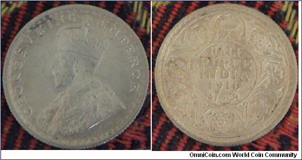 Half Rupee. George V. Silver coin.