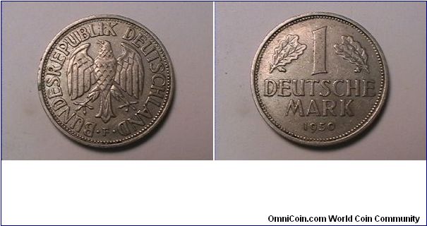 BUNDESREPUBLIK DEUTSCHLAND
1 DEUTSCHE MARK
1950-F
copper-nickel