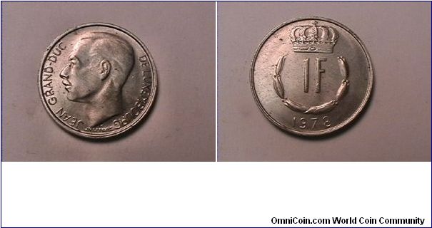 JEAN GRAND DUC DE LUXEMBOURG
1 FRANC
copper-nickel