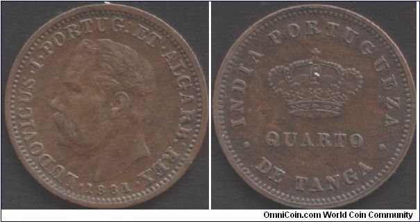 Portuguese India - 1/4 Tanga.