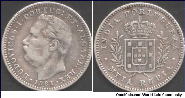 Portuguese India - 1/2 rupia.