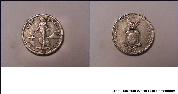 TEN CENTAVOS FILIPINAS
UNITED STATES OF AMERICA 1945-D
0.750 silver